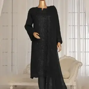 Pakistani Lavish Karchupi Worked Unstitched Chiffon Three Piece - Dark