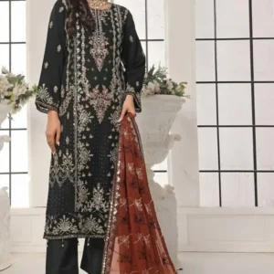 Pakistani Bin Hameed Horain Luxury Embroidered Unstitched Chiffon Three Piece - Birch