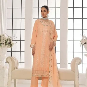 Pakistani Bin Hameed Horain Luxury Embroidered Unstitched Chiffon Three Piece - Tacao