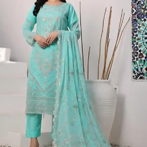 Pakistani Bin Hameed Middhat Embroidered Unstitched Chiffon Three Piece - Downy
